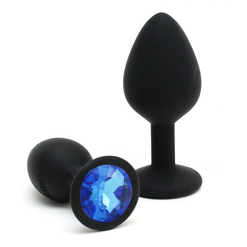 Adora Black Jewel Silicone Butt Plug - Dark Blue - Large